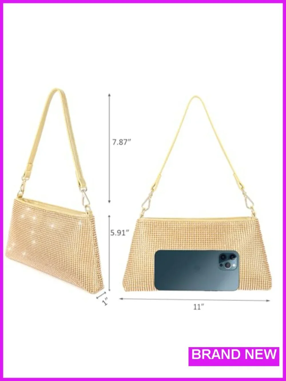 Rhinestone Evening Clutch Purse Glitter Sparkly Prom Wedding Party Women's Bag